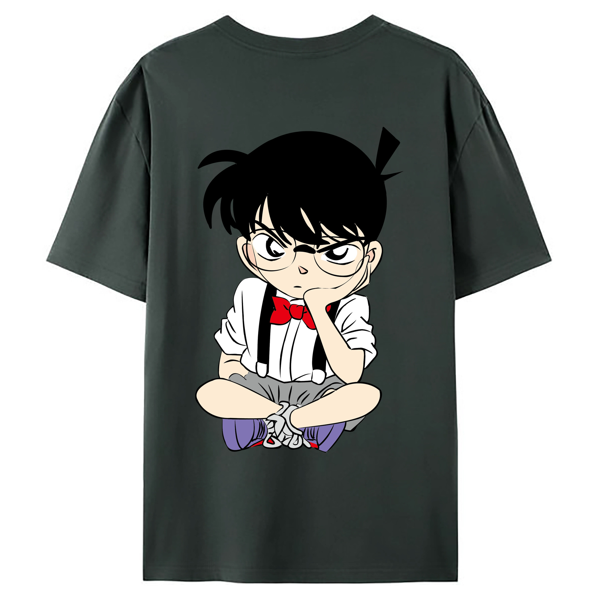 （画像用） 名探偵コナン 江戸川 コナン Detective Conan Conan Edogawa 綿100％ メンズ半袖Tシャツ（バックプリント） 通気性